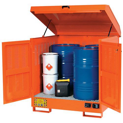 CONT.ECO PER 2 FUSTI DA LT. 200BOX LAMIERA PER INFIAMMABILI,