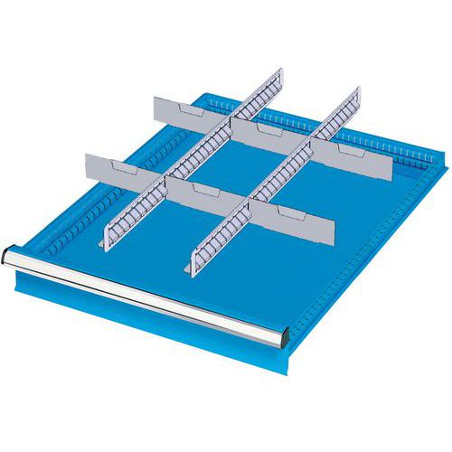 suddivisione cassetti 100-125mm 27x36U 2 div fes+6 div trasv,