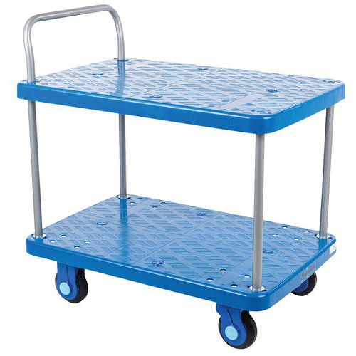 Carrello in plastica a 2 ripiani portata 300 kg,