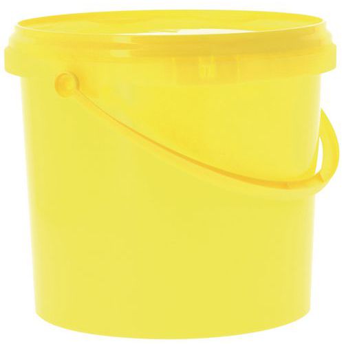 Secchio rotondo in plastica con coperchio giallo - 5 L,