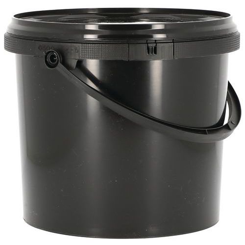 Secchio rotondo in plastica con coperchio nero - 5 L,