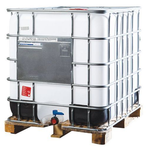 Cisterna IBC da 1000 L su pallet in legno UN apert 150 valvola 50,