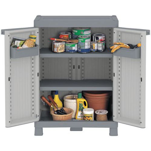 Armadio basso 2 ante 2 ripiani interni regolabili.,