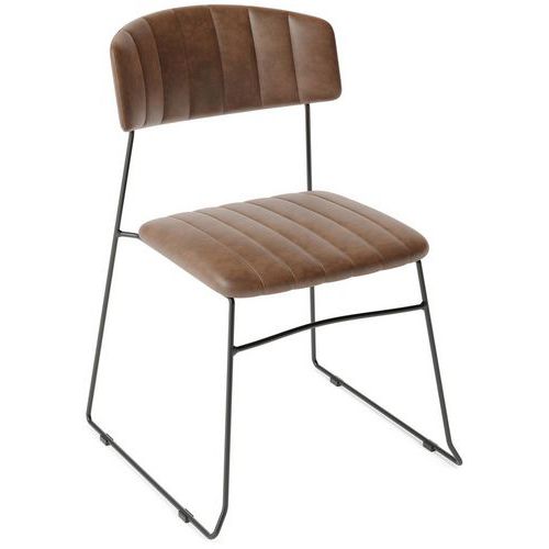 Sedia impilabile MUNDO cognac similpelle,