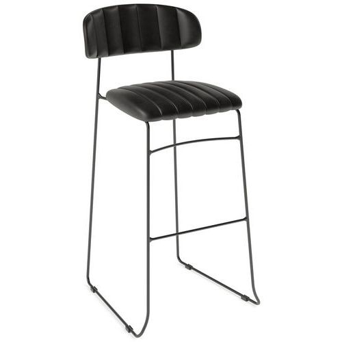 Sgabello impilabile MUNDO nero similpelle,