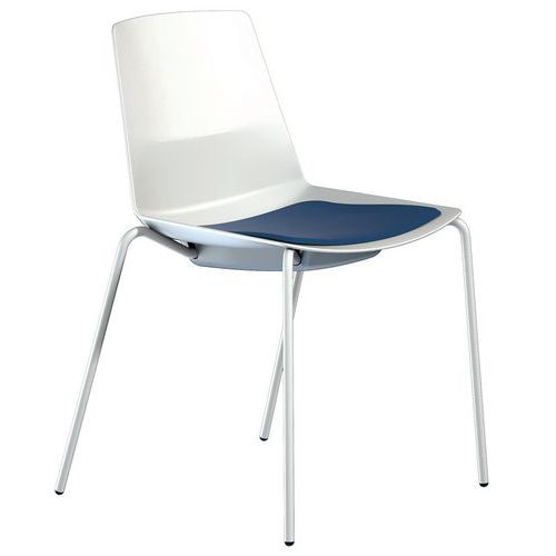 Sedia Clue struttura bianca scocca bianca cuscino blu,