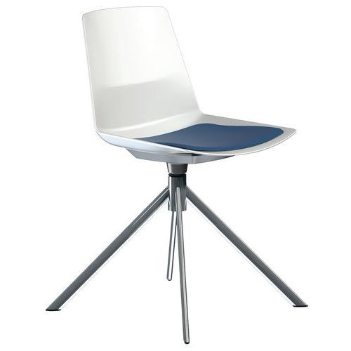 Sedia Clue piede girevole metallo cromato cuscino blu,
