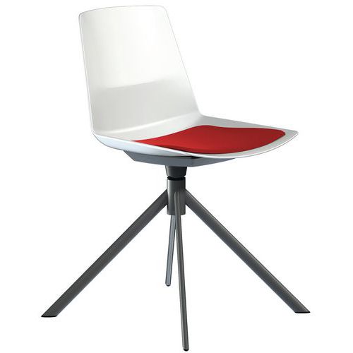Sedia Clue piede girevole metallo grigio cuscino rosso,