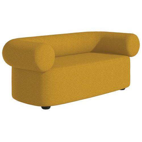 Divano Abbey 2 posti in tessuto giallo piedi antracite,