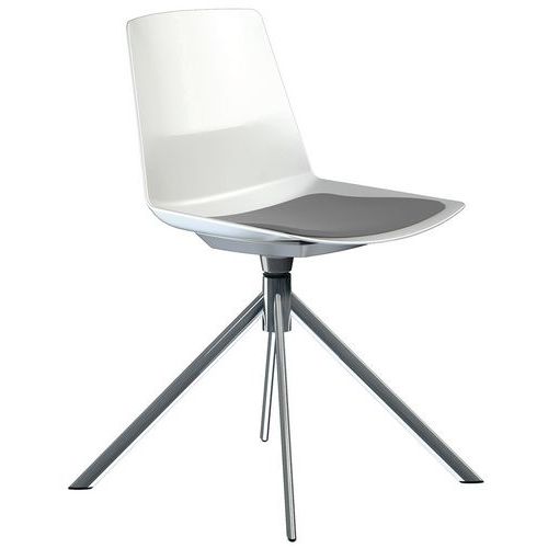 Sedia Clue piede girevole metallo cromato cuscino grigio,
