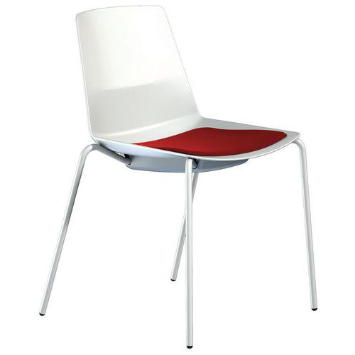 Sedia Clue struttura bianca scocca bianca cuscino rosso,