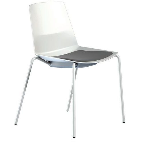 Sedia Clue struttura bianca scocca bianca cuscino grigio,