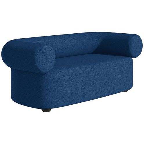 Divano Abbey 2 posti in tessuto blu piedi antracite,