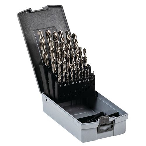 Cassetta 25 punte cilindriche HSS molate,