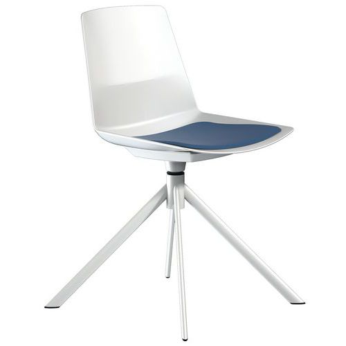 Sedia Clue piede girevole metallo bianco cuscino blu,