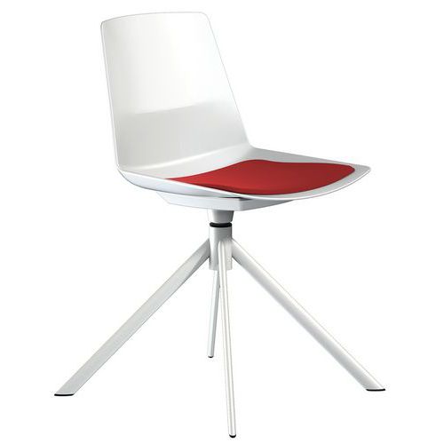 Sedia Clue piede girevole metallo bianco cuscino rosso,