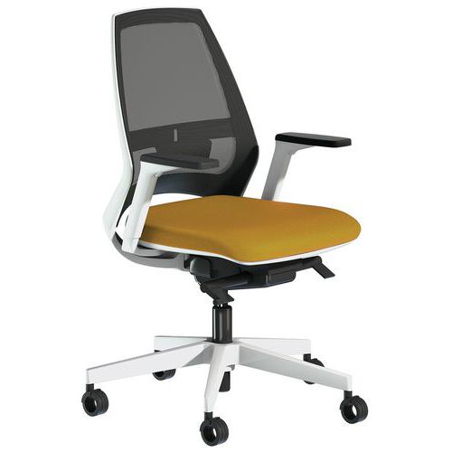 Sedia da ufficio Oxygen bracciolo 3D in rete giallo,