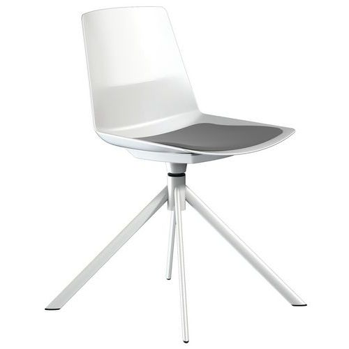 Sedia Clue piede girevole metallo bianco cuscino grigio,