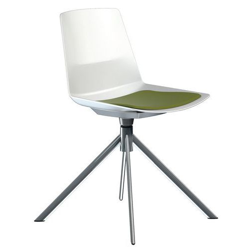 Sedia Clue piede girevole metallo cromato cuscino verde,