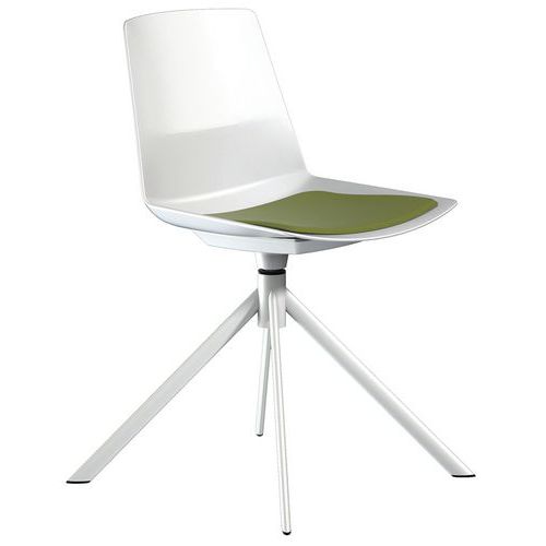 Sedia Clue piede girevole metallo bianco cuscino verde,