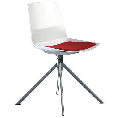Sedia Clue piede girevole metallo cromato cuscino rosso,