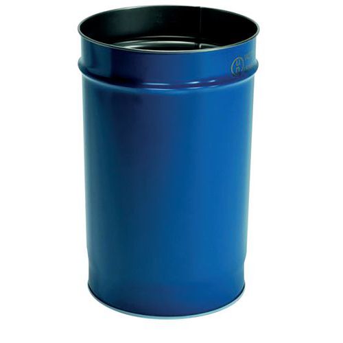 Fusto in acciaio 60L blu ad apertura totale e interno verniciato,