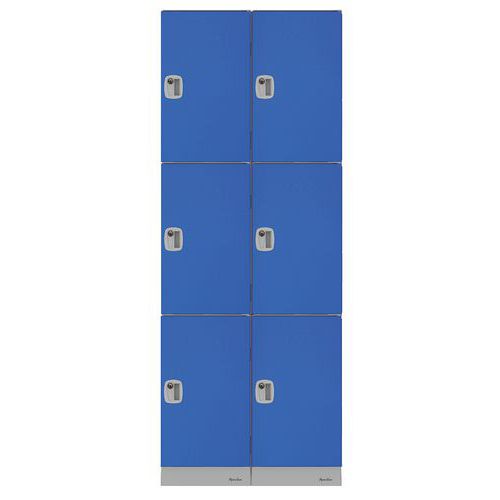 Armadietto in plastica, 6 scomparti/2 colonne - Blu,