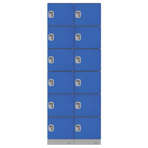 Armadietto in plastica, 12 scomparti/2 colonne - Blu,