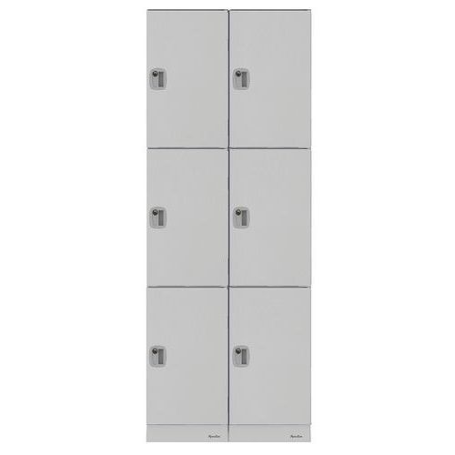 Armadietto in plastica, 6 scomparti/2 colonne - Grigio,