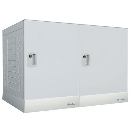 Armadietto in plastica, 2 scomparti/2 colonne - Grigio,