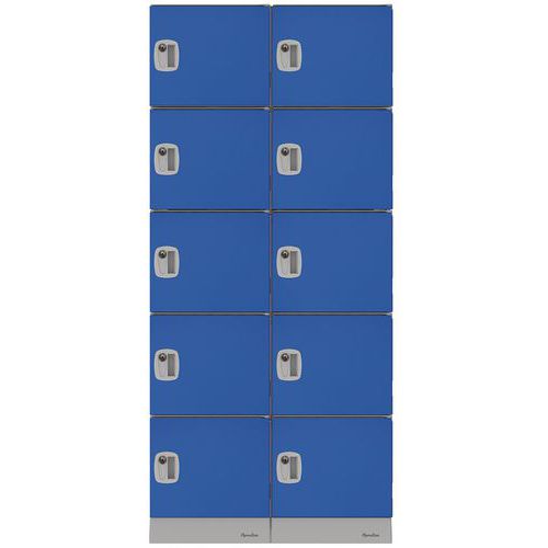 Armadietto in plastica, 10 scomparti/2 colonne - Blu,