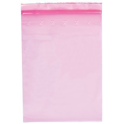 Sacchetto Minigrip® PE antistatico rosa 80µ 180x250,
