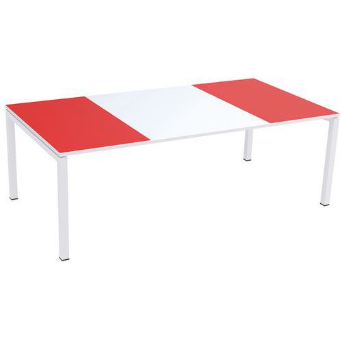 Tavolo da riunione Easydesk 220x114cm ripiano rosso,