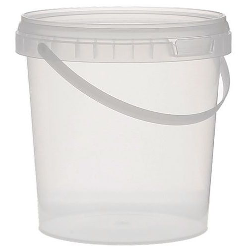 Secchio in plastica trasparente rotondo con coperchio - 1L,