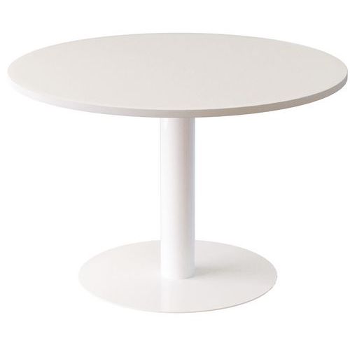 Tavolo da riunione rotondo Easydesk Ø 115cm ripiano bianco,