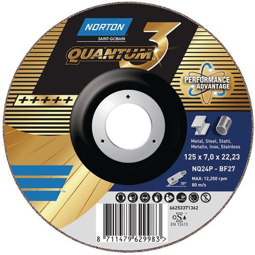 Disco per sbavatura Quantum 3 Metal - Norton 125x7x22.23,