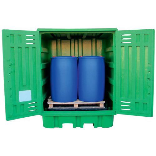 ARMADIO IN POLIETILENE CON VASCA DI RACCOLTA  2 FUSTI LT200,