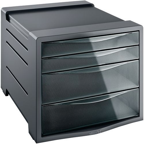 Cassettiera Esselte Europost 4 cassetti nero trasparente,