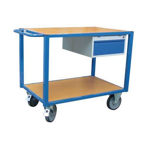 Carrello a 2 ripiani in legno e 1 cassetto - 500 kg - Fimm,