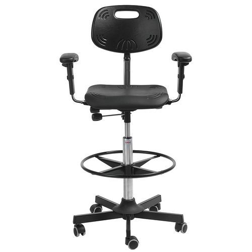 Sedia da officina Classic - Alta - Rotelle, freno a molla,