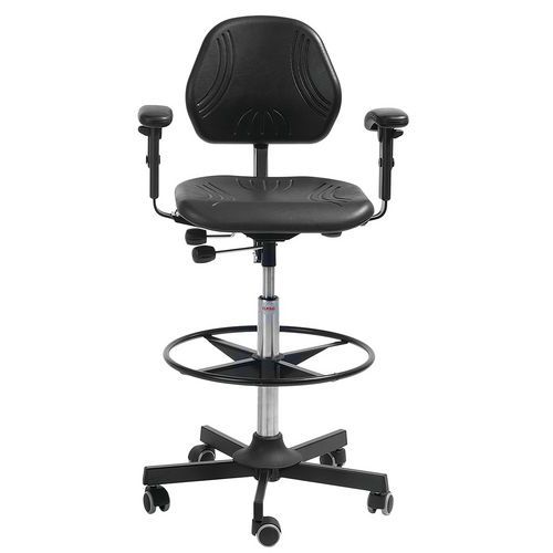 Sedia da officina Comfort - Alta - Rotelle, freno a molla,