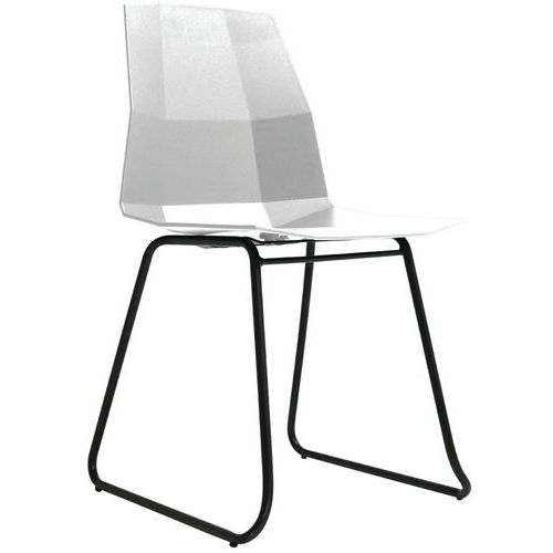 Sedie cubo - Piede trapezio nero / Seduta bianca,