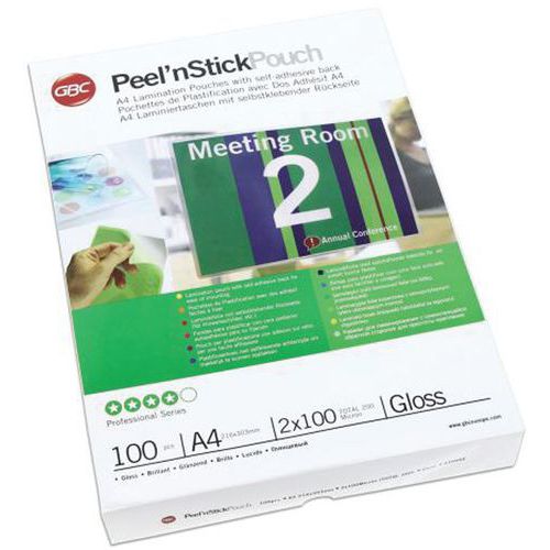 Buste di plastificazione GBC Peel'nStick A4, 2x100µ,