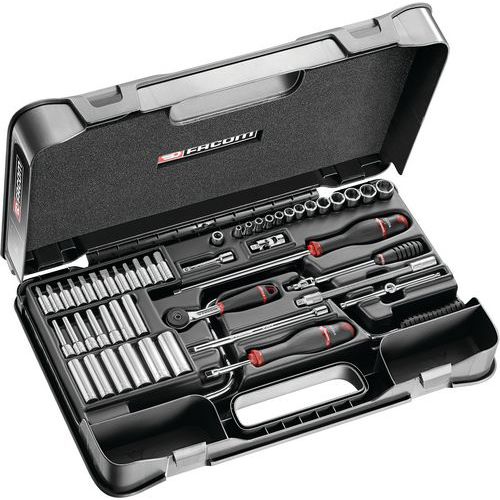 Cassetta di chiavi a bussola metriche da 1/4 di pollice esagonali - 61 pezzi,