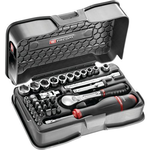 Cassetta di chiavi a bussola metriche da 1/4 di pollice esagonali - 37 pezzi,