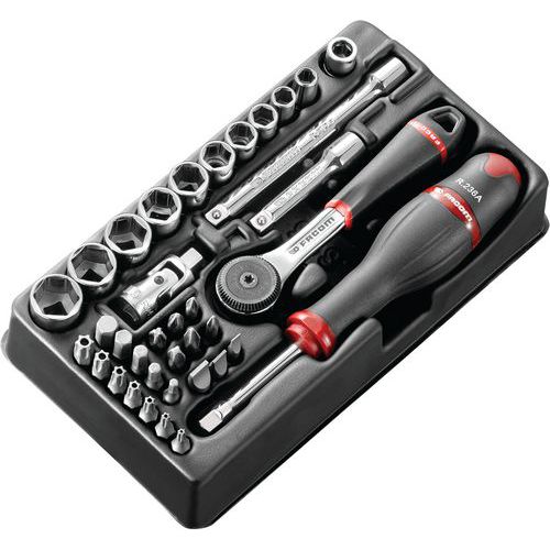 Modulo chiavi a bussola da 1/4 di pollice esagonali metriche - 37 pezzi,