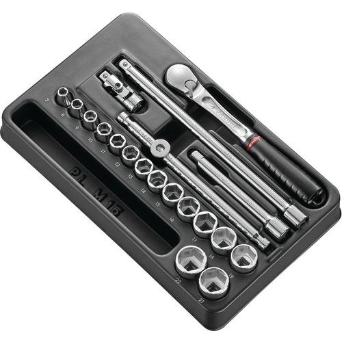 Modulo chiavi a bussola da 3/8 pollici esagonali metriche - 20 pezzi,