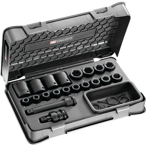 Cassetta di bussole 1/2 pollice a impulsi esagonali 8-27 mm,