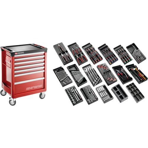 Selezione utensili multiuso 166 utensili e carrello a 7 cassetti,