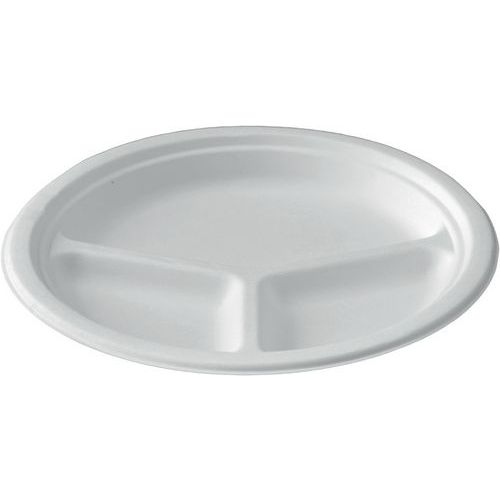 Piatto a tre scomparti polpa di cellulosa,